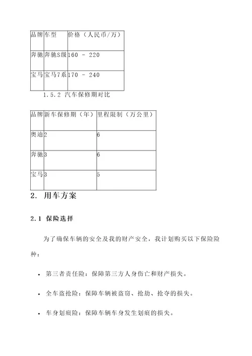 汽车个人规划方案