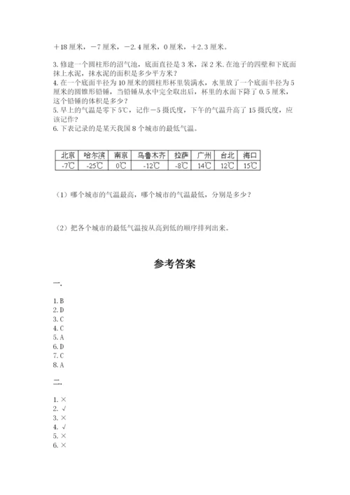 河南省平顶山市六年级下册数学期末考试试卷（巩固）.docx