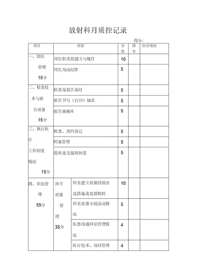 放射科质控记录