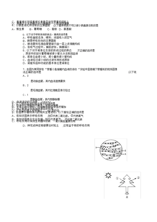 初中八年级生物结业考试试卷试题及答案