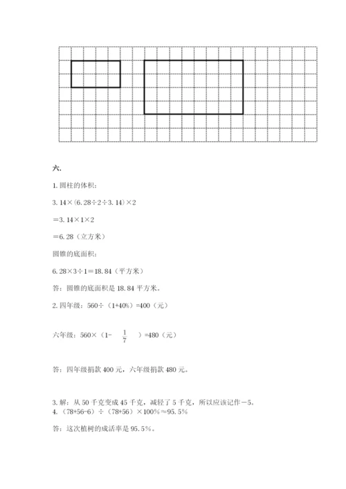 人教版六年级数学下学期期末测试题及参考答案【夺分金卷】.docx
