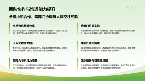绿色商务风三下乡实践总结汇报PPT模板