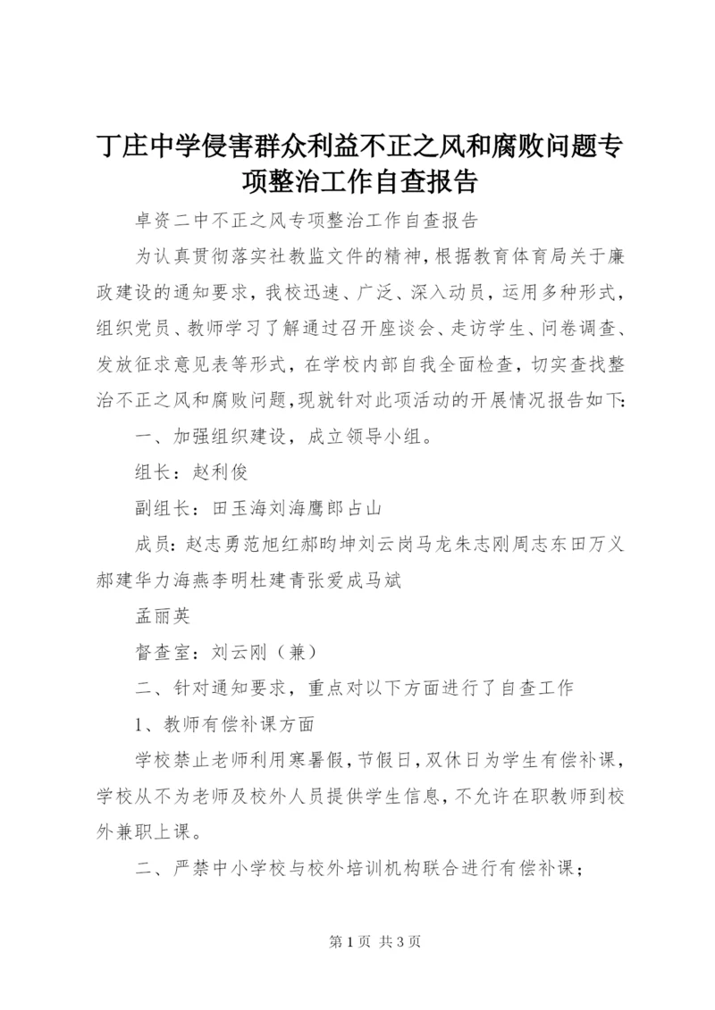 丁庄中学侵害群众利益不正之风和腐败问题专项整治工作自查报告.docx