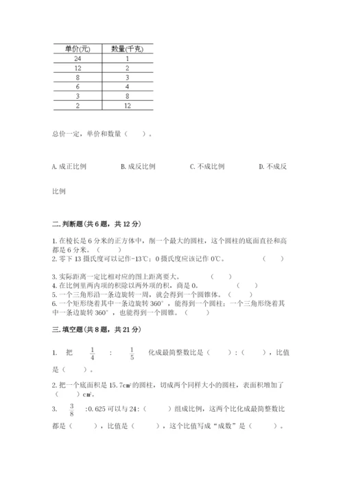 清原满族自治县六年级下册数学期末测试卷一套.docx