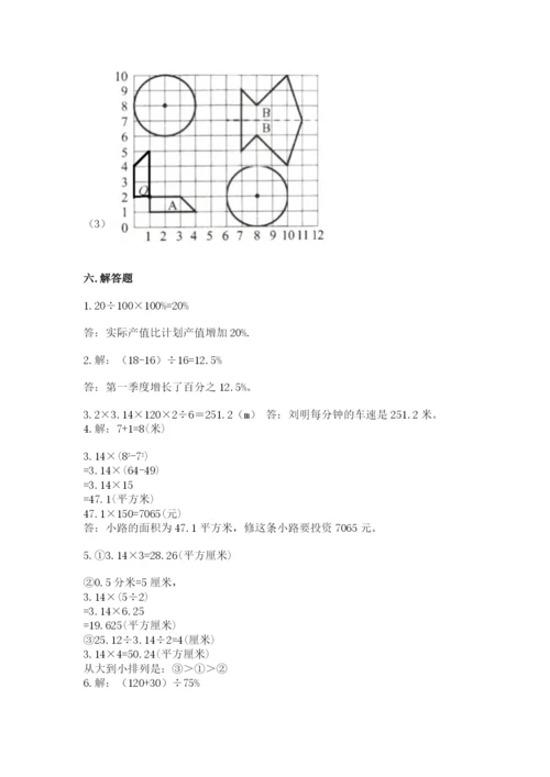 小学数学六年级上册期末测试卷及参考答案（黄金题型）.docx