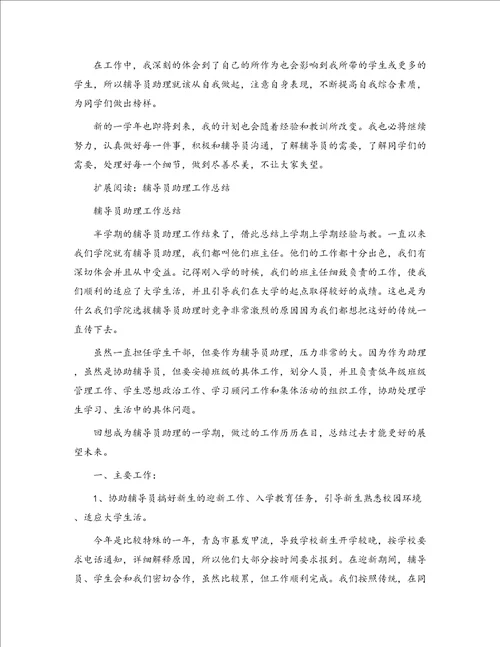 优秀辅导员助理工作汇报