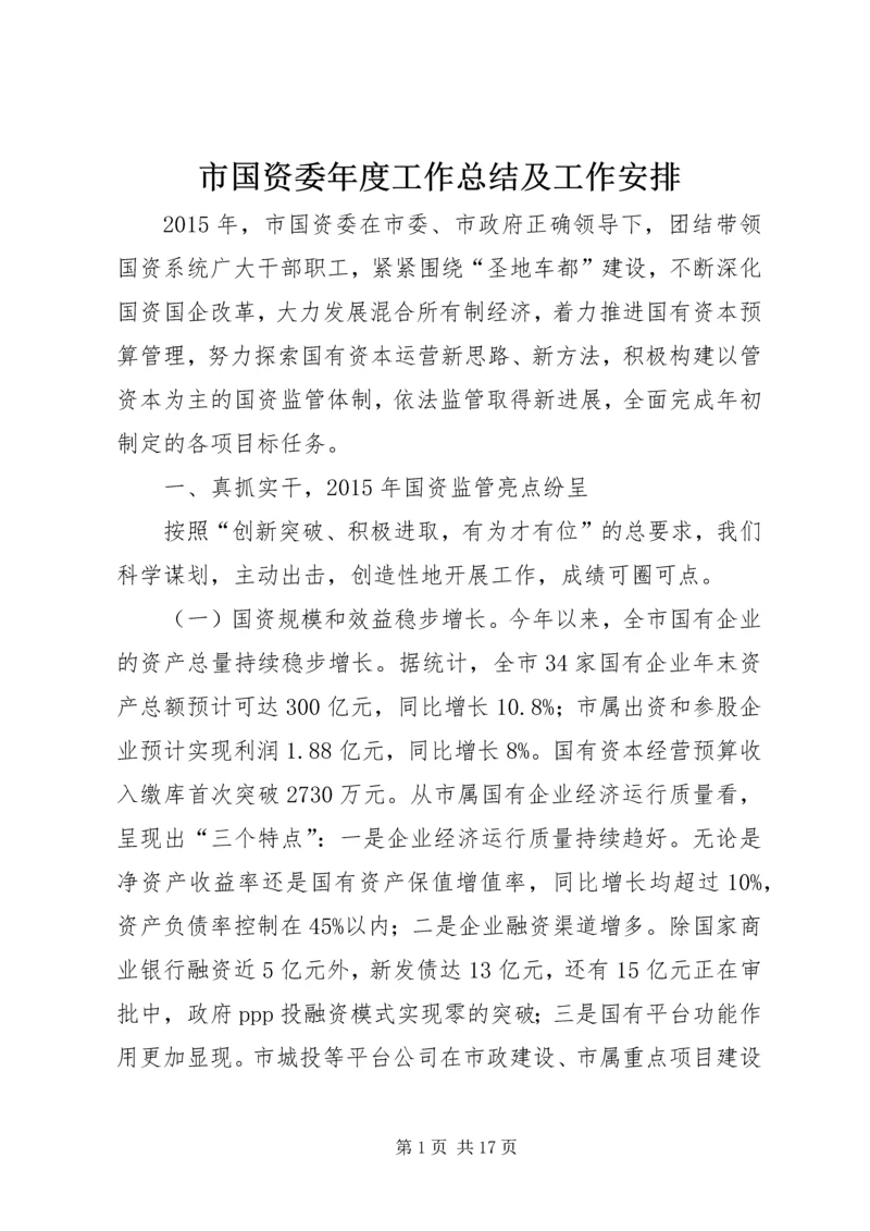 市国资委年度工作总结及工作安排.docx