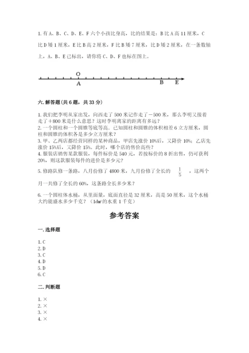 孝义市六年级下册数学期末测试卷1套.docx