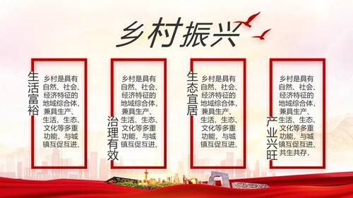 红色大气乡镇城镇化调研报告动态PPT模板