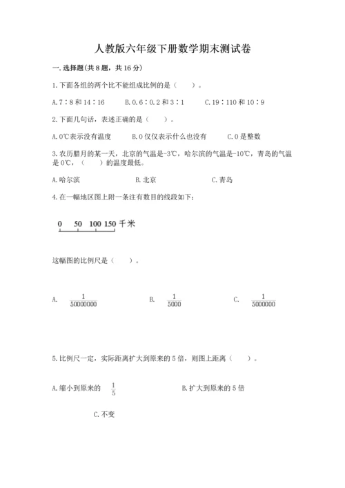 人教版六年级下册数学期末测试卷（考点精练）.docx