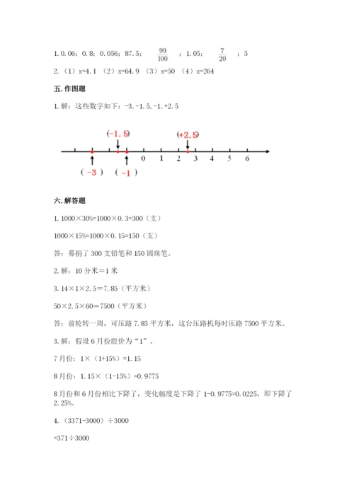 杭州市富阳市六年级下册数学期末测试卷汇编.docx