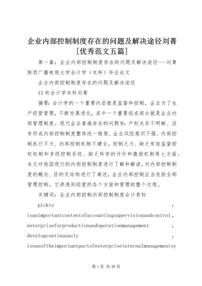 企业内部控制制度存在的问题及解决途径刘菁[优秀范文五篇].docx