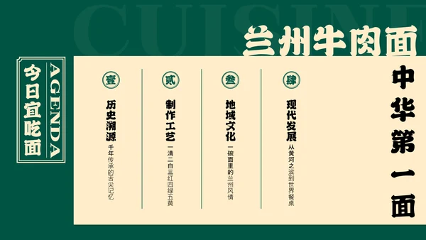 绿色插画中国美食兰州牛肉面介绍PPT模板