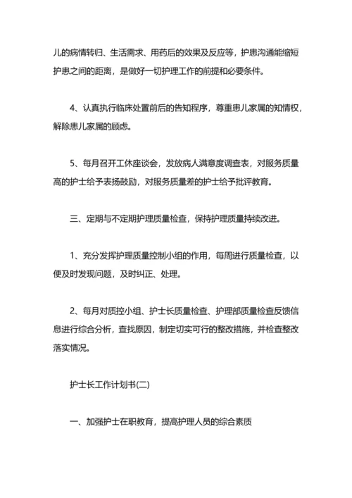 护士长工作计划书.docx