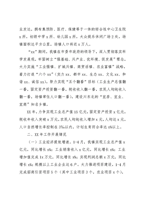 xx镇工作情况汇报