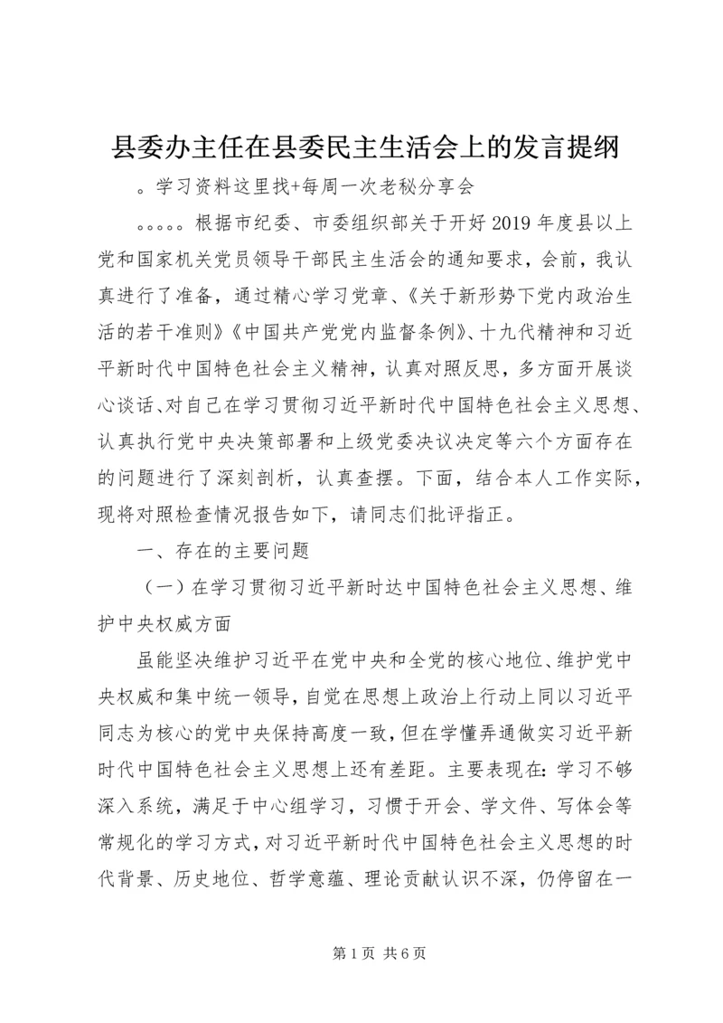 县委办主任在县委民主生活会上的发言提纲 (2).docx