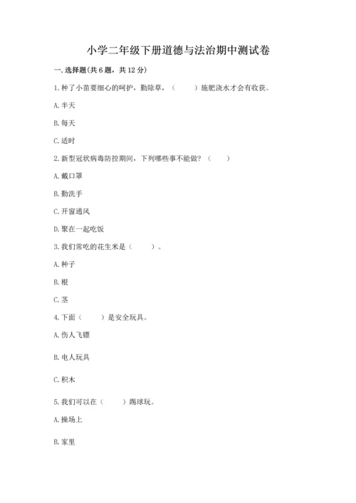 小学二年级下册道德与法治期中测试卷含答案【巩固】.docx