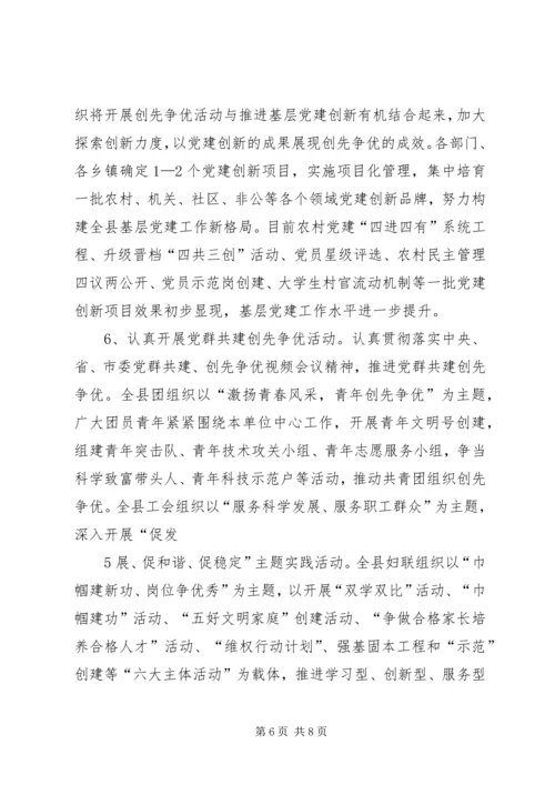 全市创先争优活动进展情况汇报提纲.docx