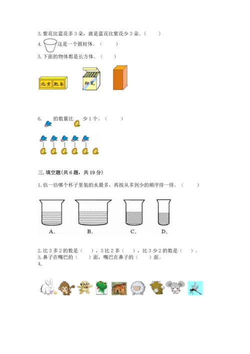 小学一年级上册数学期中测试卷含完整答案【名师系列】.docx