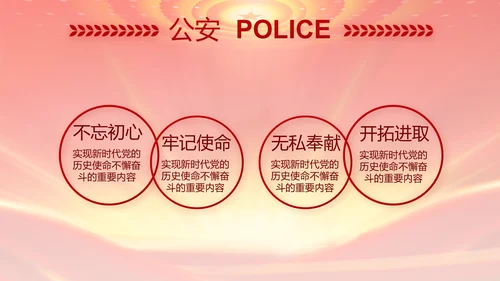 红色公安年终工作总结新年计划PPT