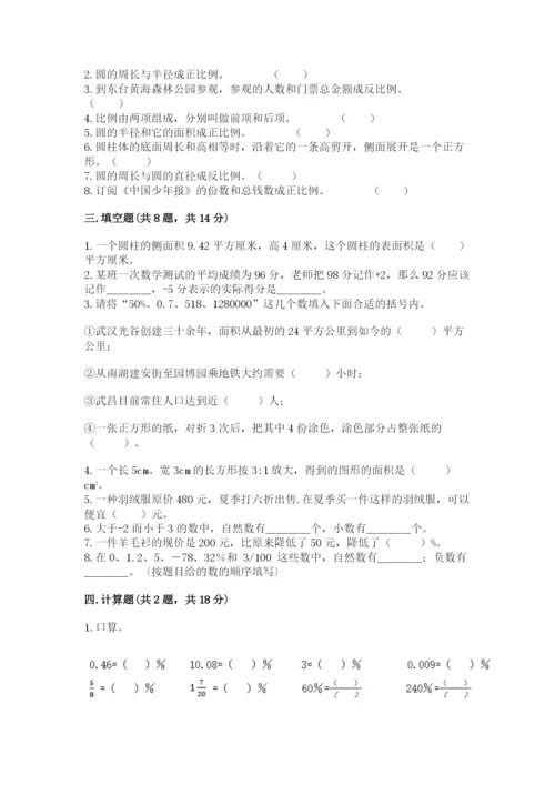 六年级下册数学期末测试卷含完整答案（名师系列）.docx