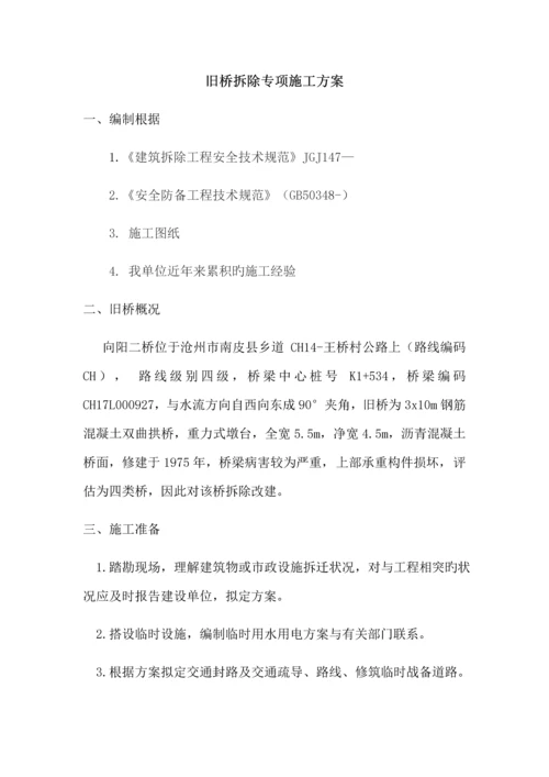 旧桥拆除专项综合施工专题方案.docx