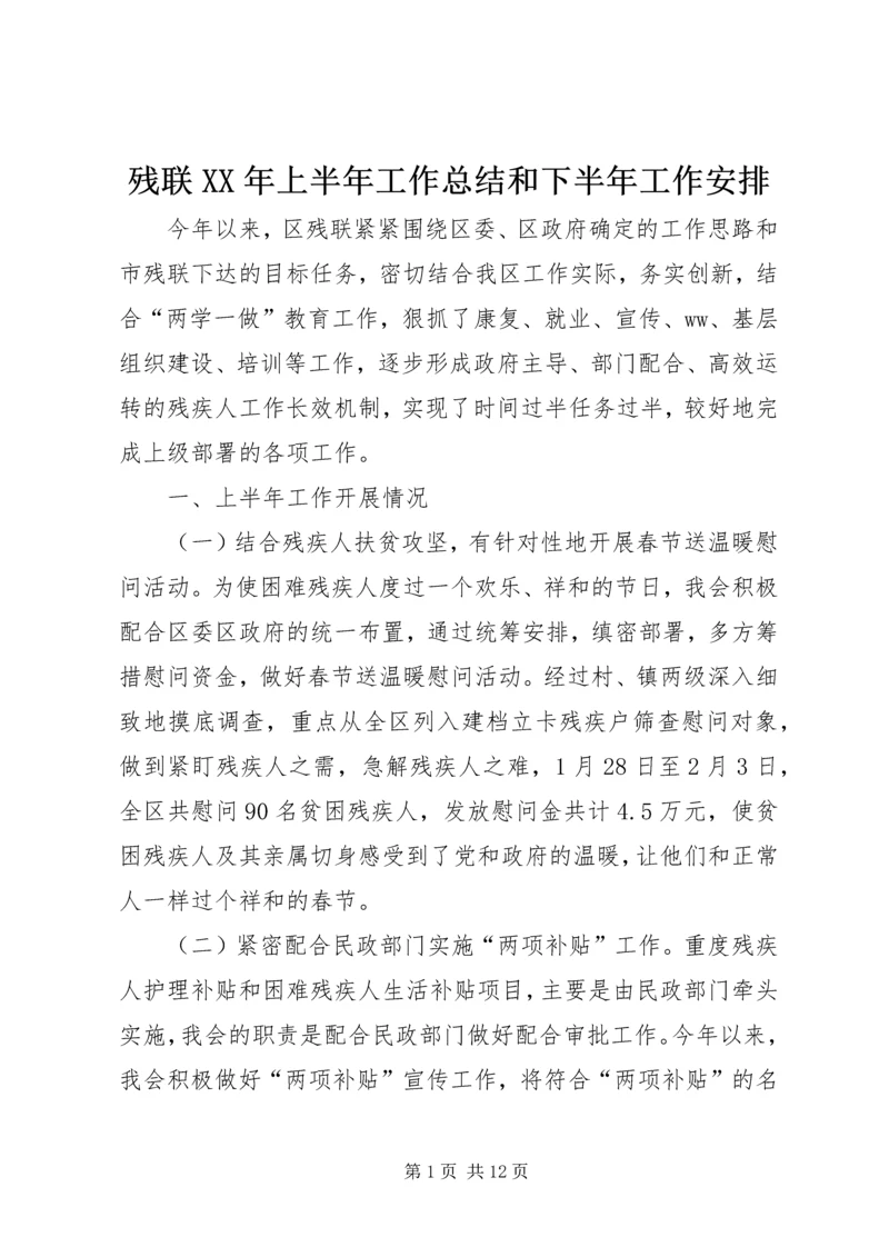 残联XX年上半年工作总结和下半年工作安排.docx