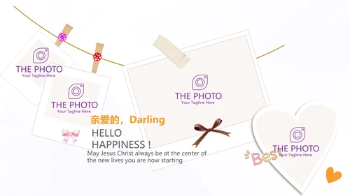 紫色生日快乐电子相册动态PPT模板