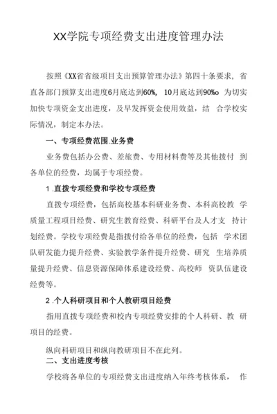 学院专项经费支出进度管理办法.docx