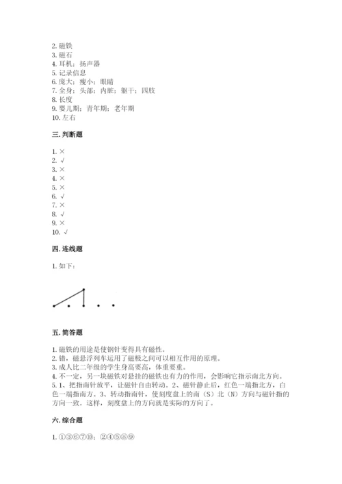 教科版二年级下册科学期末测试卷完整.docx