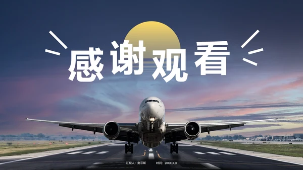 实景高级飞机工作汇报PPT模板