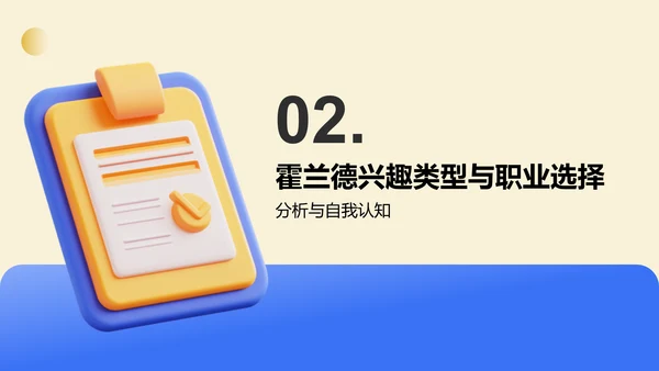 蓝色3D风职业规划中的霍兰德兴趣理论PPT模板