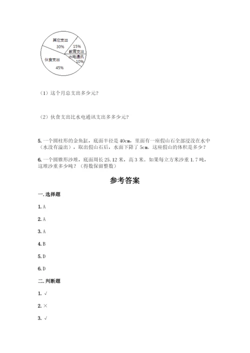 人教版六年级下册数学期末测试卷-精品(夺冠系列).docx