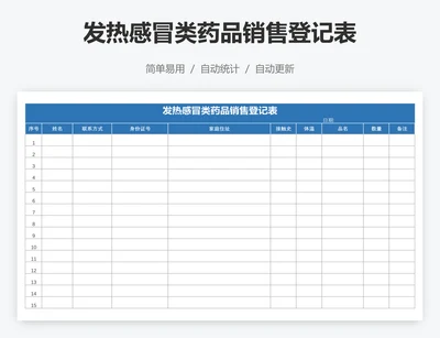 发热感冒类药品销售登记表
