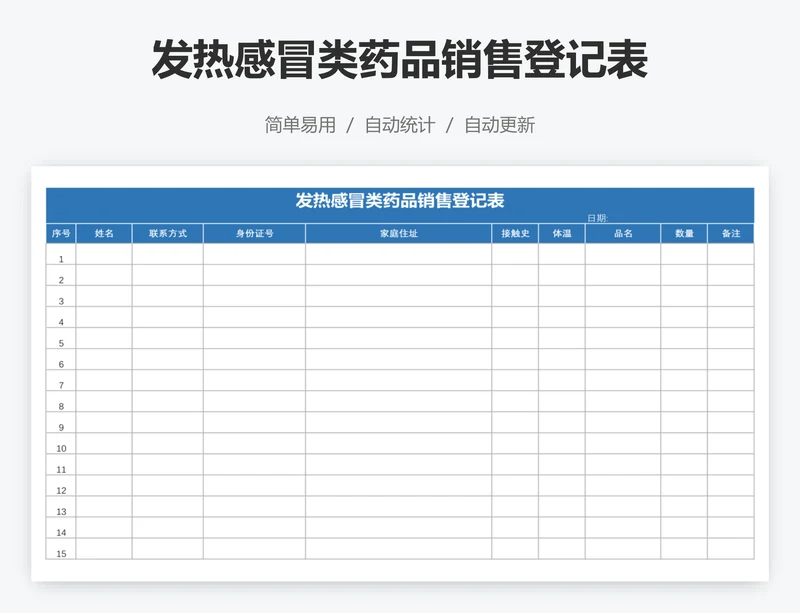 发热感冒类药品销售登记表