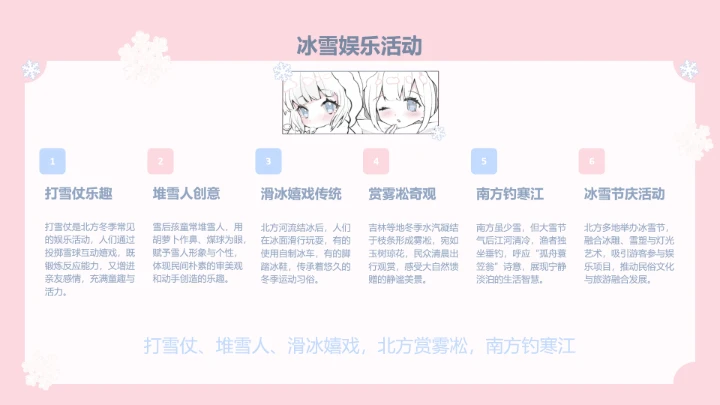 大雪节气小清新眠眠兔PPT主题