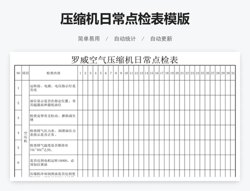 压缩机日常点检表模版