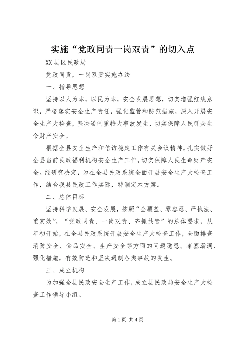 实施“党政同责一岗双责”的切入点 (2).docx