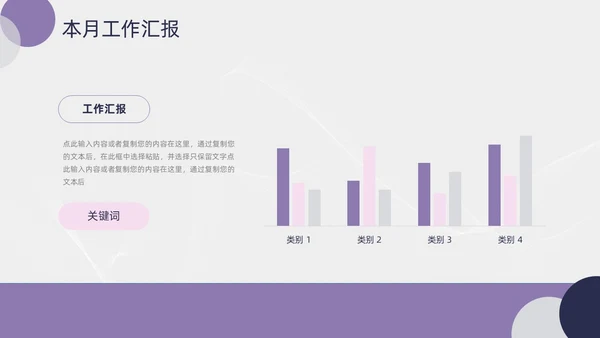 简约紫粉线条几何月度工作总结汇报PPT模板