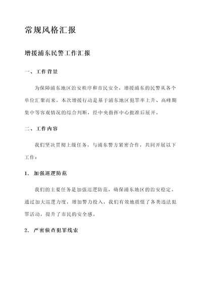 增援浦东民警工作汇报