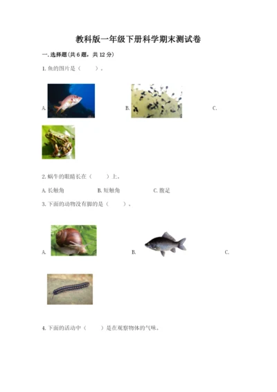 教科版一年级下册科学期末测试卷及答案（精品）.docx