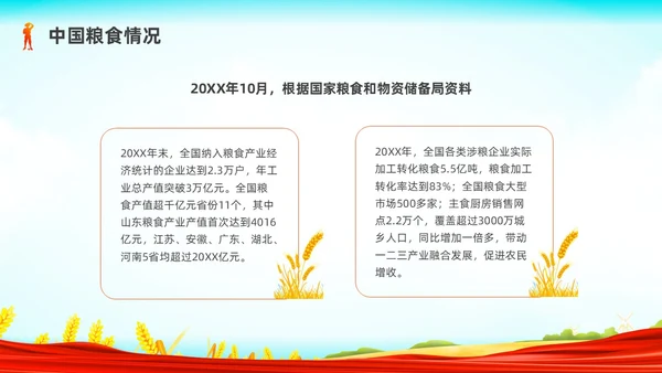 彩色水彩插画世界粮食日党政PPT课件