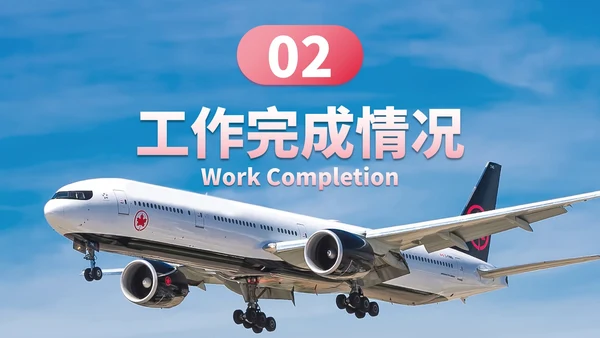 实景商务简约航空公司季度总结汇报PPT模板