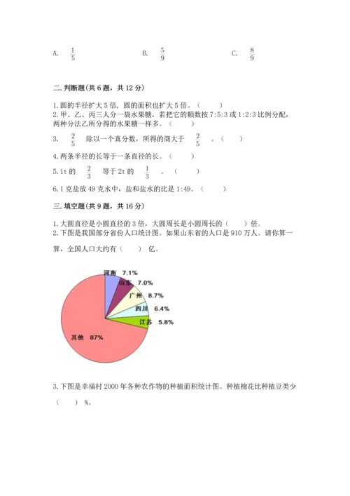 人教版六年级上册数学期末测试卷及答案【夺冠系列】.docx