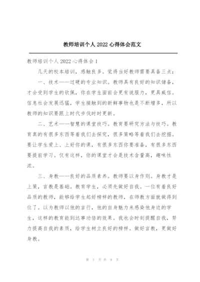 教师培训个人2022心得体会范文.docx