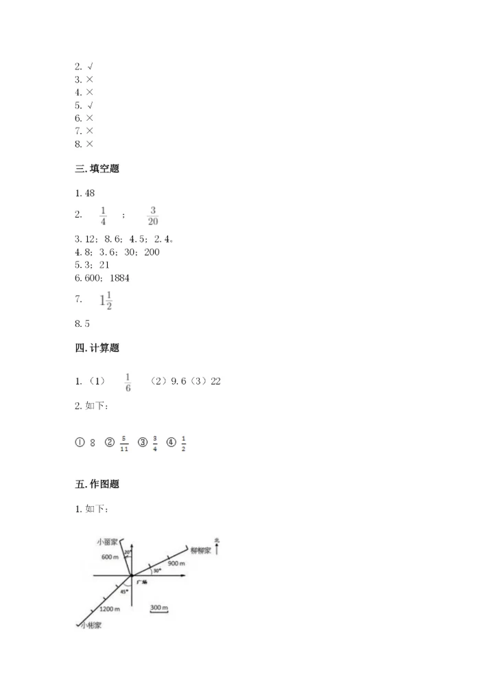 人教版小学六年级上册数学期末测试卷实验班.docx