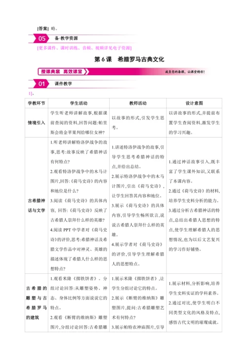 【2024秋统编九上历史精讲课堂（教案+素材）】第6课 希腊罗马古典文化  课件