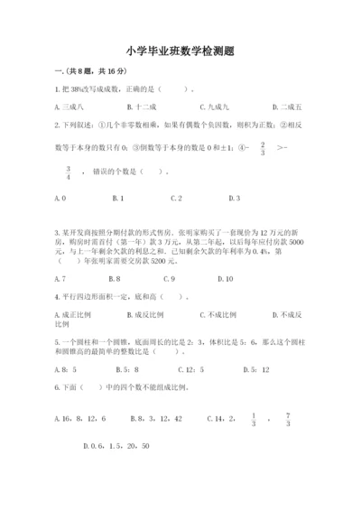 小学毕业班数学检测题【有一套】.docx