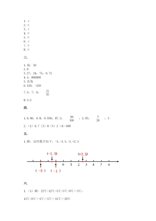 人教版六年级数学小升初试卷及完整答案（必刷）.docx