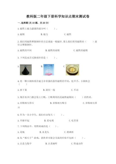 教科版二年级下册科学知识点期末测试卷附答案（综合题）.docx